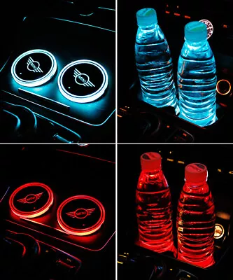 2x LED Cup Pads 7 Colors Bottle Holder Mat Interior Decoration Light Accessories • $13.29