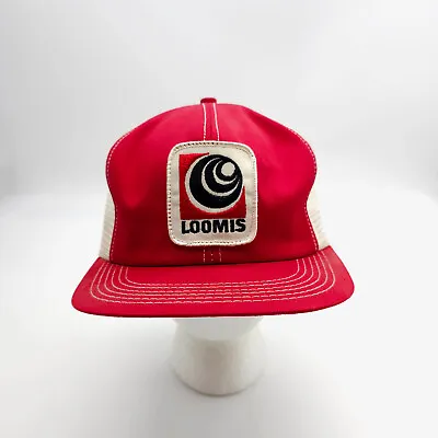 Loomis Patch Logo Red Snapback Trucker Hat Vintage Uniform Cap 1980s 1990s • $15