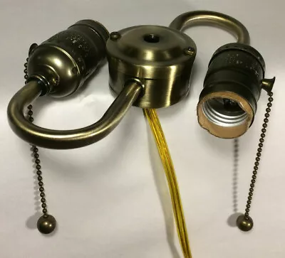 $43.50 • Buy New Wired S-Type 2-Light Lamp Cluster W/ Pull Chain Sockets, Antique Finish 412A