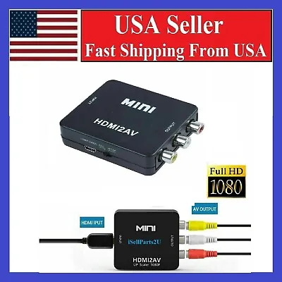 $6.44 • Buy HDMI To RCA AV Adapter Converter Cable CVBS 3RCA 1080P Composite Video Audio