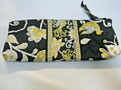 Vera Bradley Small Cosmetic Brush & Pencil Case YELLOW BIRD 9 X 3.5 X 1 EUC • $10.95