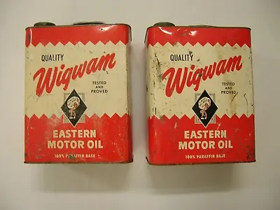 $69.80 • Buy WIGWAM 2 Gallon Motor Oil Cans  Eastern Vintage Set Decoration Gas Station