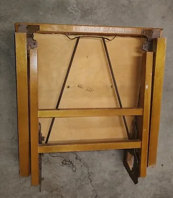 Vtg 60s Leg-O-Matic Wood Folding Card Table Chair Airstream Wicker • $39