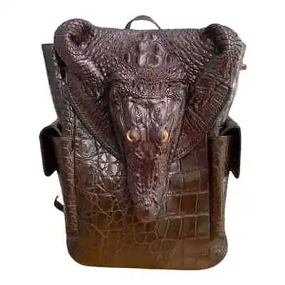 Real Crocodile Alligator Leather Skin Backpack Shoulder Bag Travel Bags For Men • $940