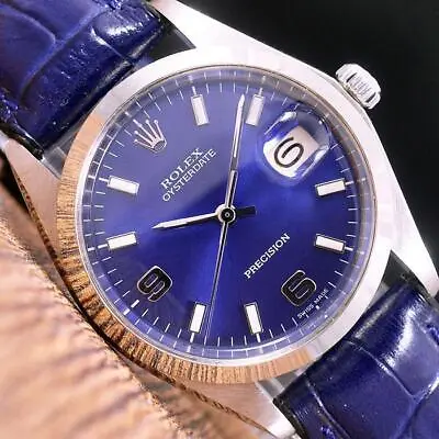 Rolex 6694 Blue Arabic Dial OysterDate Precision 34mm Men's Watch • £2760.45