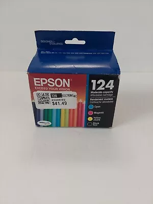 Epson 124 Ink Cartridges 4PK  Black Cyan Magenta Yellow T124120-BCS Exp 04/24 • $24.99