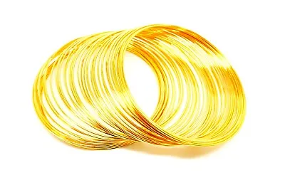 Memory Wire 40 Loops - Gold Plated - 60-65mm X 0.6mm - Steel Bracelet - P00966 • £3.49