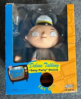 Mezco Family Guy Deluxe Talking Sexy Party Stewie W/ Stand Seth MacFarlane 2006 • £34.99