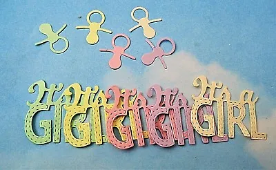 Die Cut Cuts Baby  It's A Girl  X 5 Mixed Colour New Baby  Shower Cards Topper • £1.20