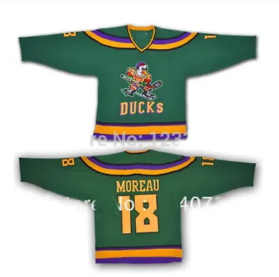 Movie Mighty Ducks Connie Moreau #18 Ice Hockey Jersey Sewn Custom Name Y/Adult • $49.90