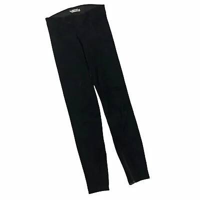 Vince Black Leather Skinny Pull On Ankle Zip Stretch Pants Womens XS X Small • $79.99