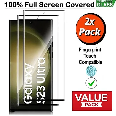 [2-Pack] For Samsung S23 Ultra S22 Plus S24 Tempered Glass Screen Protector Film • £4.88