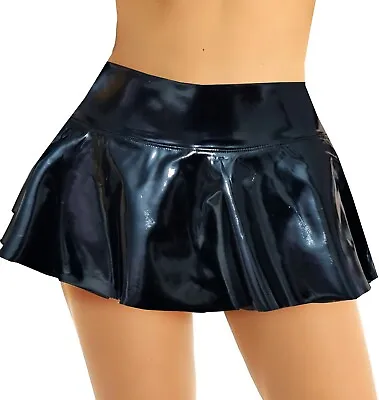 Hot & Sexy  Ladies Girls Just 8  Vinyl Wet Look With Side Full Zip Skater Skirt • $11.83