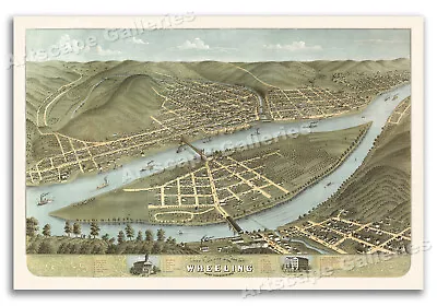 Wheeling West Virginia 1870 Historic Panoramic Town Map - 20x30 • $18.95