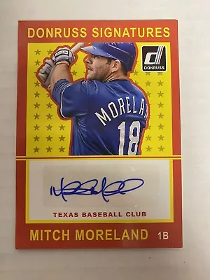 2014 Panini Donruss Signatures Mitch Moreland #MD Auto Baseball Card Free Ship • $3.17