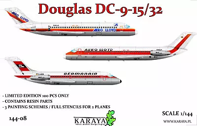 Karaya 144-08 1/144 Douglas DC-9-15/32  Aero Lloyd/Germania Air - LIMITED !!! • $21.95