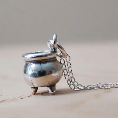 Cauldron Necklace - 925 Sterling Silver - Halloween Charm Witch Kettle Brew NEW • $23