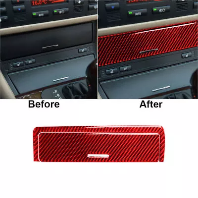 For BMW 3Series E46 Red Carbon Fiber Car Interior Central Storage Box Cover Trim • $14.47