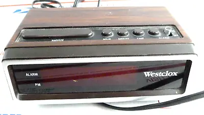 Vintage Westclox Alarm Clock Digital Red LED Display Walnut Woodgrain Corded 80s • $19.84