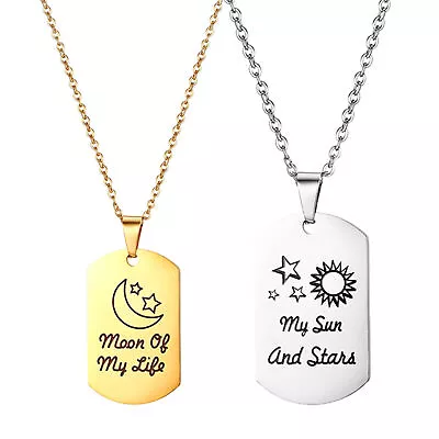 2pcs Couple Necklace His And Hers Tag Pendant Matching Xmas Valentine Gift Set • $11.99