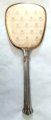 Vintage Hand Held Vanity Mirror Gold Floral Design • $15