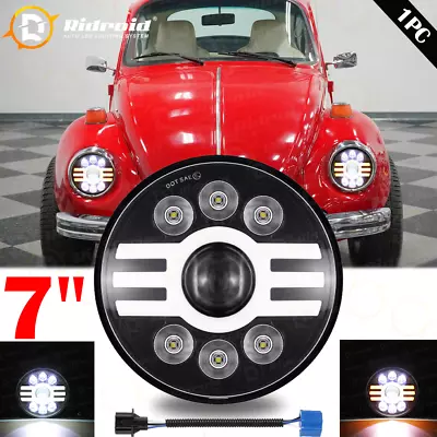 DOT 7  Inch Round LED Headlight Halo For VW Beetle 1950-1979 For Jeep Wrangler • $35.98