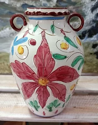 Vintage Italian Sgraffito Majolica  Vase Signed Italy 0/2 Hand Painted Etched • £20