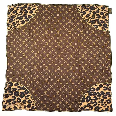 Authentic Louis Vuitton Scarf 66 × 66 Monogram Leopard Brown M72124 Used F/S JP • £229