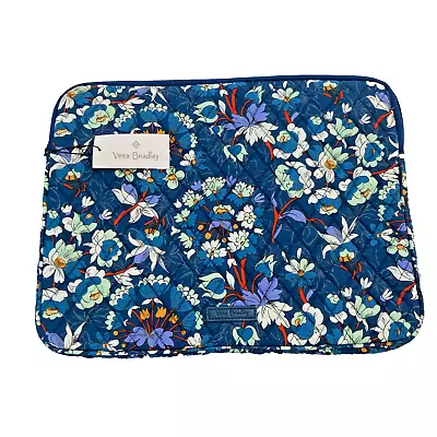 VERA BRADLEY 14  Quilted Cotton Laptop Sleeve Floral Bursts Blue Green MSRP $59 • $28.97