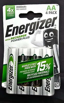AA Energizer 2000 MAh ACCU Recharge Power Plus Batteries- Pack Of 4 • £6.45