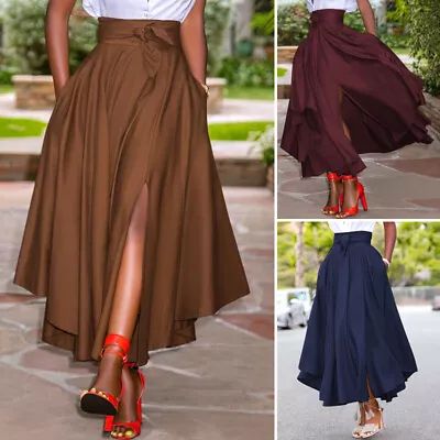 UK STOCK Women's Skirt Dress Split High Waist Gypsy Long Party A-Line Skirt Maxi • £13.94