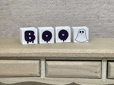 Handmade Miniature Dolls House Accessory Halloween Wooden Block Decoration • £2.49