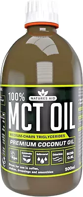 Natures Aid 100 Percent MCT Oil Premium Coconut Oil Vegan 500ml • £9.49