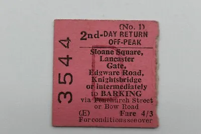 BRB Railway Ticket No 3544 SLOANE SQUARE LANCASTER GATE To BARKING APR 64 • £2.15