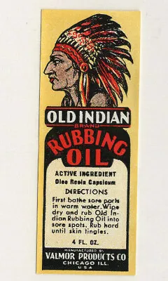 Vintage Old 1930s Indian Rubbing Oil Medicine Bottle Label Unused • $7