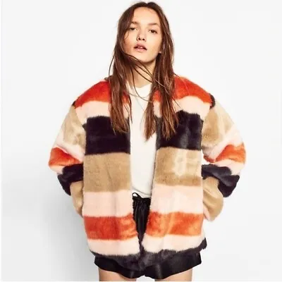ZARA Faux Fur Jacket Coat Women’s Medium • $39