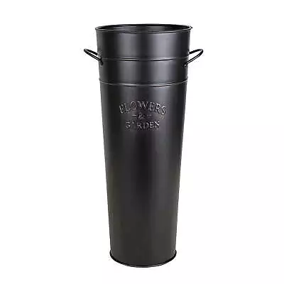 Large Rustic Solid Black Metal Vase • $24