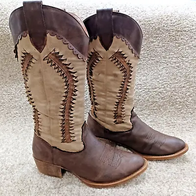 Matisse  Rangler  Scallop Detailed Leather Western-Style Mid-Calf Boots Size 7 M • $17.95