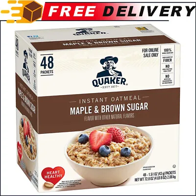 Quaker Instant Oatmeal Maple & Brown Sugar 1.51 Ounce (Pack Of 48) • $19