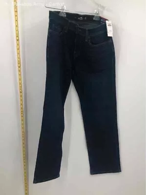 Hollister Mens Blue Black Dark Wash Classic Fit Denim Straight Jeans Size 31X30 • $9.99