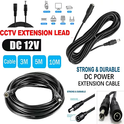 £3.53 • Buy 12v Dc Power Supply Extension Cable Male To Female Cord Lead Cctv Camera/dvr Lot