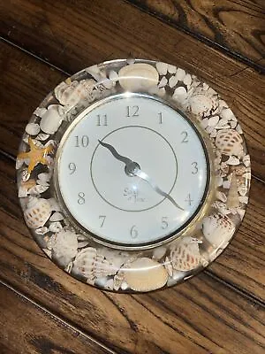 Sands Of Time Lucite Sea Shell Starfish Wall Clock Vintage Battery Quartz TESTED • $20