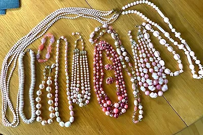Stunning Lot  Of  11 Vintage Pink Pieces Of Lucite Jewelry Some Signed • $25