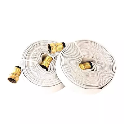 Pack Of-2 Forestry Grade Lay Flat Fire Hose W/Garden Thread 3/4in X 25ft. WHITE • $98.88