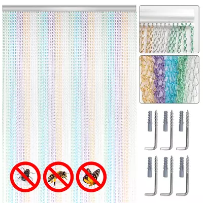 214*90cm Fly Screen Chain Curtain Aluminum Door Metal Insect Blinds Frame Mesh • £42.99