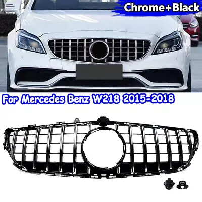 Chrome+Black GT R Front Grille For Mercedes Benz W218 CLS400 CLS550 2015-2018 • $115.89