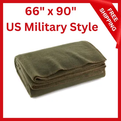 $39 • Buy Olive Green Wool Blanket Warm Fire Retardant Blanket US Military Style 66  X 90 