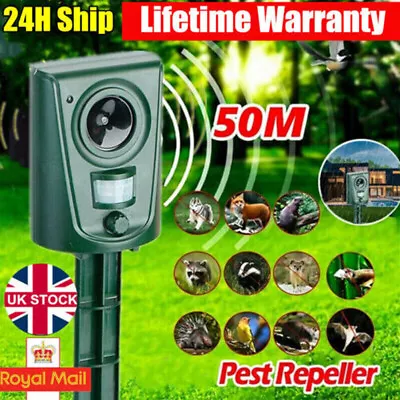 Ultrasonic Cat Dog Fox Pest Motion Sensor Repeller Scarer Deterrent Repellent UK • £10.99