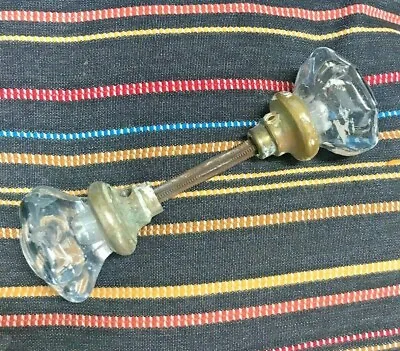 VINTAGE Glass Door Knobs With Brass And Nickle  Base Large Knob • $8.50