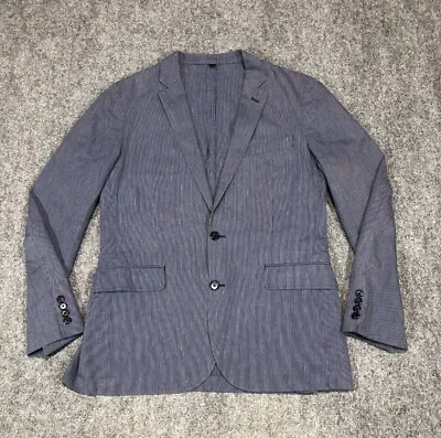 J Crew Ludlow Blazer Mens 40R Blue White Unlined Somelos Linen Blend Blazer  • $50